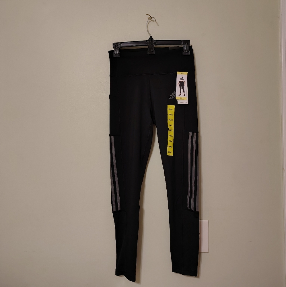 Adidas Black and Gray Three-Stripe Pants
